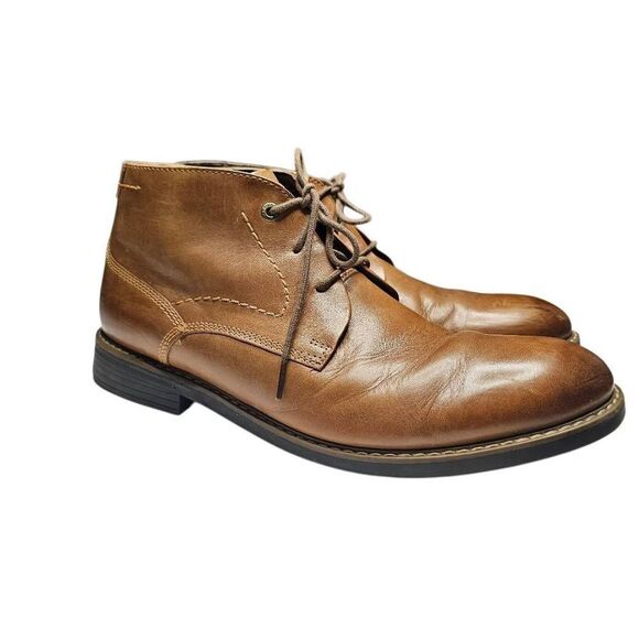 Rockport Mens Trutech Size 9.5 M Brown Leather Ankle Tie Boots - Picture 1 of 10